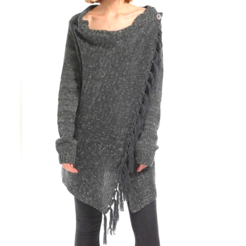 CEASIKERY Women's Tassel Hem Sweater Long Cardigan Knitwear Pullover Poncho Coat